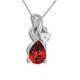Pear Garnet G-H Diamond Love Pendant 14K Gold Necklace Set