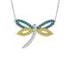 Blue Diamond Fancy Dragonfly Pendant 18 Inch Chain 14K Gold