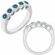 Blue Diamond 5 Stone Bridal Wedding Promise Bezel Ring 14K Gold