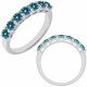 Blue Diamond 7 Stone Bridal Wedding Anniversary Ring 14K Gold