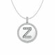 Alphabet Letter Z Round Disc White Diamond Initial Pendant Necklace 14K Gold