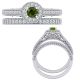 Green Diamond Victorian Halo Bridal Wedding Ring Band 14K Gold