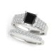 Black Diamond Princess Cut Simple Linear Wedding Ring Band 14K Gold