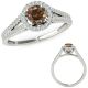 Champagne Real Diamond Split Shank Half Halo Engagement Ring Band 14K Gold