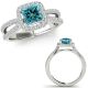 1.5 Carat Blue Square-Princess Diamond Split Shank Vintage Ring 14K Gold