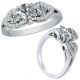 White Diamond Three Stone Engagement Wedding Fancy Ring 14K Gold