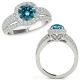 Blue Real Diamond Beautiful Classy Halo Engagement Ring Band 14K Gold