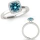 Blue Real Diamond Round Fancy Solitaire Halo Wedding Ring Band 14K Gold