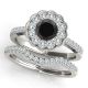 1.25 Carat Black Diamond Filigree Cluster Vintage Halo Ring Band 14K Gold