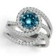 1.75 Carat Blue Diamond Split Shank Halo Wedding Design Ring Band 14K Gold