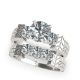 G-H Diamond Filigree Three Stone Engagement Ring Band 14K Gold