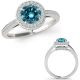 Blue Real Diamond Beautiful Halo Half Eternity Promise Ring 14K Gold