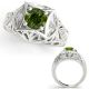 1 Carat Green Real Diamond Classically Styled Unique Engagement Ring 14K Gold