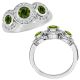 Green Diamond Fancy Halo 3 Stone Engagement Bridal Ring 14K Gold
