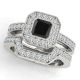 1 Carat Black Diamond Princess Halo Engagement Promise Ring Band 14K Gold