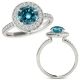 1 Carat Blue Real Diamond Fancy Channel Halo Anniversary Women Ring 14K Gold