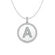 Alphabet Letter A Round Disc White Diamond Initial Pendant Necklace 14K Gold
