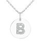 Letter B Name Initial Round Disc White Diamond Pendant Necklace Chain 14k Gold
