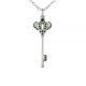 0.29 Carat Green Diamond Charm Key Pendant Necklace Chain 14K Gold