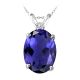 Diamond Oval CZ Sapphire Gemstone Pendant 14K Gold