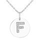 White Diamond Name Initial Round Disc Diamond Pendant Necklace Chain