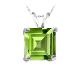 Princess CZ Peridot Birthstone Gemstone Pendant Necklace 14K Gold