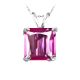 Princess CZ Pink Topaz Birthstone Gemstone Pendant 14K Gold