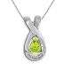Pear Peridot Tear drop Ribbon Pendant G-H I1 Diamond 14K Gold